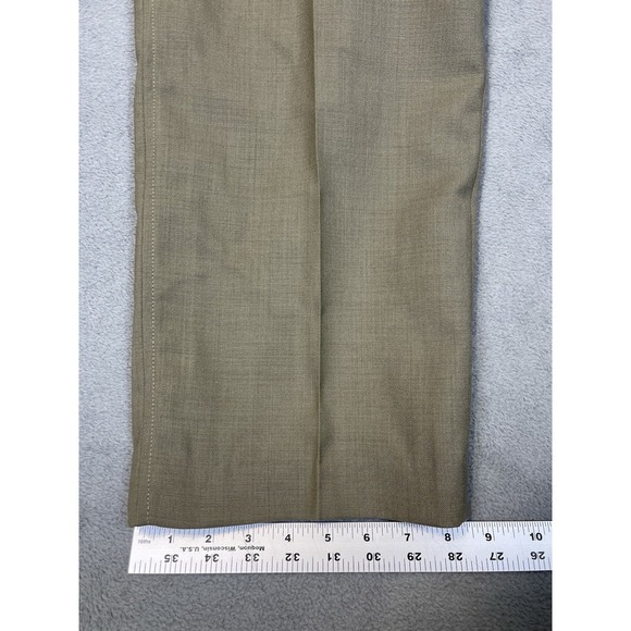 Lands End Pants Mens 34x30 Brown Pleated Straight Vintage Worsted Wool USA - Picture 6 of 10
